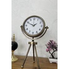 Falez Decor Metal Eskitme Kaplamalı Ayaklı Dekoratif  Masa Saati