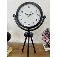 Falez Decor Metal Siyah Ayaklı Dekoratif  Masa Saati
