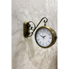 Falez Decor 36X25 cm Eskitme Metal Çift Taraflı Istasyon Model Duvar Saati