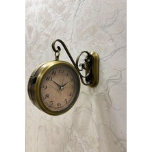 Falez Decor 36X25 cm Eskitme Metal Çift Taraflı Istasyon Model Duvar Saati