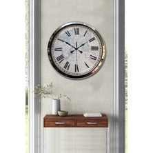 Falez Decor 40 cm Metal Romen Rakamlı Rakam Dünya Haritası Kadranlı Modern Dekoratif Lüks Duvar Saati