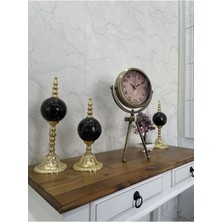 Falez Decor Metal Eskitme Kaplamalı Ayaklı Dekoratif Masa Saati