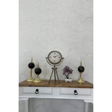 Falez Decor Metal Eskitme Kaplamalı Ayaklı Dekoratif  Masa Saati