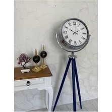 Falez Decor 150 cm Dekoratif Tripod Ayaklı Metal Krom Kaplama Saat
