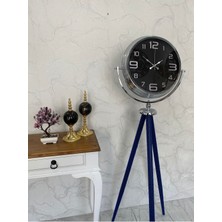 Falez Decor 150 cm Dekoratif Tripod Ayaklı Metal Krom Kaplama Saat