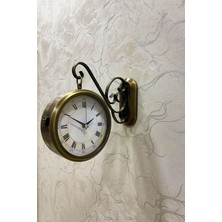 Falez Decor 36X25 cm Eskitme Metal Çift Taraflı Istasyon Model Duvar Saati