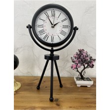 Falez Decor Metal Siyah Ayaklı Dekoratif  Masa Saati