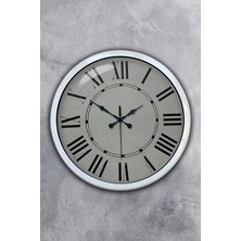 Falez Decor 40 cm Metal Romen Rakamlı Gri Kadran Modern Dekoratif Lüks Duvar Saati