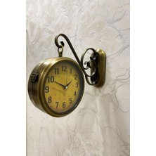 Falez Decor 36X25 cm Eskitme Metal Çift Taraflı Istasyon Model Duvar Saati