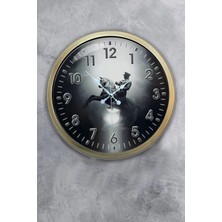 Falez Decor 40 cm Metal Düz Rakamlı Mustafa Kemal Atatürk Kadranlı Lüks Duvar Saati