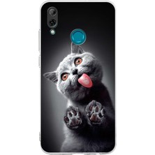 Printify Huawei P Smart 2019 ile Uyumlu Kedi 2 Kamera Korumalı Şeffaf Kılıf