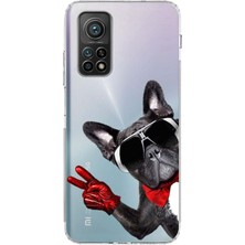 Printify Xiaomi Mi 10 T Pro ile Uyumlu Köpek 2 Kamera Korumalı Şeffaf Kılıf