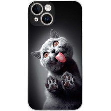 Printify Apple iPhone 14 ile Uyumlu Kedi 2 Kamera Korumalı Şeffaf Kılıf