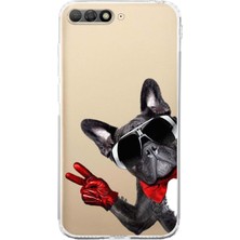 Printify Huawei Y6 2018 ile Uyumlu Köpek 2 Kamera Korumalı Şeffaf Kılıf
