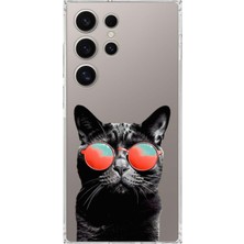 Printify Samsung Galaxy S24 Ultra ile Uyumlu Kedi 3 Kamera Korumalı Şeffaf Kılıf