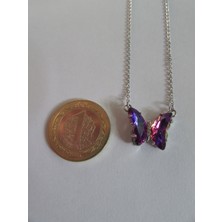 Accessories Çelik Kolye Mor Kelebekli Çelik Kolye