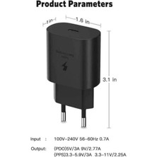 Easy Tekno 1 Yıl Samsung Galaxy S20 Fe 25W Uyumlu EP-TA800 Type-C Şarj Aleti + Type-C To Type-C Şarj Data Kabl