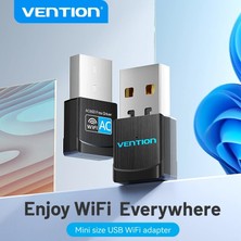 Vention Wifi Adaptörü CE/FC/ROHS Lisanslı Süper Hızlı 5Ghz 650Mbps/433Mbps/2.4Ghz 133Mbps Çift Bant Anti Hacker Özellikli Wifi Adaptör Yeni Nesil