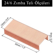 Artlantis Zımba Teli 24 6 Bakır 1000'lik 2 Paket Büyük Delta Zımba Teli Sarı 30 Yaprak Zımbalama Kapasiteli