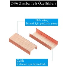 Artlantis Zımba Teli 24 6 Bakır 1000'lik 10 Paket Büyük Delta Zımba Teli Sarı 30 Yaprak Zımbalama Kapasiteli