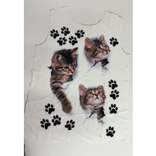 Amor İç Giyim  Kadın Kısa Kollu Kedi ve Pati Baskılı Süprem T-Shirt
