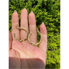 Plata Collection Çelik Gold Tasarım Halka Küpe