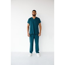 Dr. Mitra Erkek Likralı Yarasa Kol Hemşire Doktor Takım Petrol Yeşili