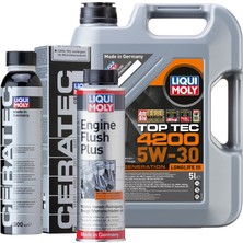 Liqui Moly Özel Set-1 (5W-30 Top Tec 4200 5 Litre Motor Yağı+Ceratec Seamik Katkı 300 Ml+Motor Içi Temizleyici 300 Ml)