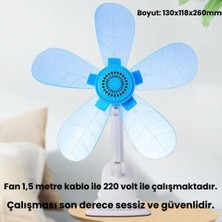 Coofbe Dc 220V 1.5mt Fiş Girişli Klipsli Masaüstü Vantilatör Ev Ofis Mini Fan Vantilatör Döner Başlık