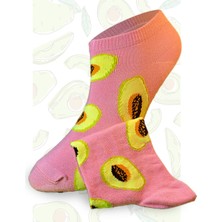 4 Çift Avokado Desenli Sneaker Çorap, Renkli Avakado Çorap, Avakadolu Patik Çorap