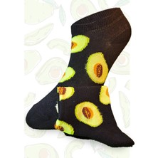 4 Çift Avokado Desenli Sneaker Çorap, Renkli Avakado Çorap, Avakadolu Patik Çorap
