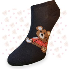 4 Çift Unisex Teddy Bear Sneaker Çorap, Ayıcık Desenli Patik Çorap, Ayıcıklı Çorap
