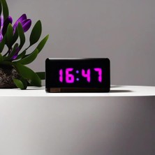 Sanec Dijital LED Duvar ve Masa Saati Derece ve Nem - Mor (Kasa Ölçüsü: 15X37 Cm)