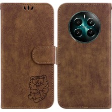 Mellow Shop Realme 12 Artı Cüzdan Durumda Kabartmalı Sevimli Kaplan Flip Folio Tutucu (Yurt Dışından)