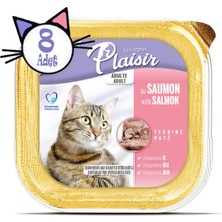 Plaisir Pate Somon Etli 100gr Yaş Kedi Kedi Maması 8 Adet