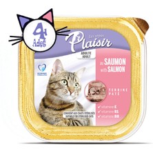 Plaisir Pate Somon Etli 100gr Yaş Kedi Kedi Maması 4 Adet