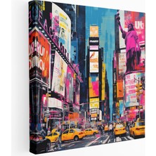Painted Anarchy Times Meydanı Neon Pop Art Kanvas Tablo, 30X30