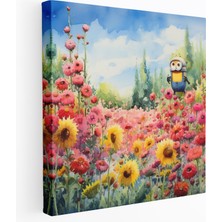 Painted Anarchy Minions Kanvas Tablo - Çiçek Tarlası - Minyonlar, Minyonlar, Çiçek, Tarla, 70X70