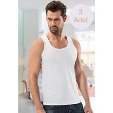 Teknoox Modal Kumaş Pamuklu Sporcu Geniş Askılı Erkek Atlet Beyaz 3 Adet