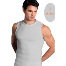 Teknoox Sıfır Kol Ribana Sıfır Yaka Erkek Atlet Gri 3 Adet