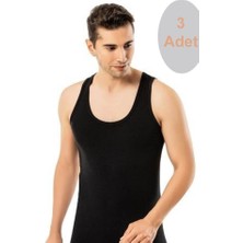 Teknoox Klasik Askılı Ribana Pamuklu Erkek Atlet Siyah 3 Adet
