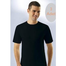 Teknoox O Yaka Ribana Kısa Kol Erkek Fanila Atlet Siyah 3 Adet