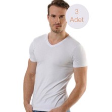 Teknoox V Yaka Kısa Kollu Modal Erkek Beyaz Atlet 3 Adet