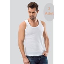 Teknoox Klasik Askılı Ribana Pamuklu Erkek Atlet Beyaz 3 Adet