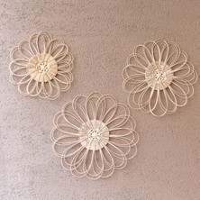 Loncadan 3 Parça Rattan El Yapımı Duvar ve Bahçe Süsü