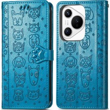 YH Mall Huawei Pura 70 Pro Için Flip Case Kısa Kayış Karikatür Hayvanlar Darbeye (Yurt Dışından)