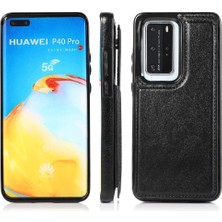 YH Market Huawei P40 Kart Yuvaları Için Cüzdan Durumda Çift Manyetik Toka Kickstand Pu (Yurt Dışından)