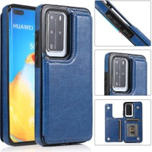 YH Market Huawei P40 Kart Yuvaları Için Cüzdan Durumda Çift Manyetik Toka Kickstand Pu (Yurt Dışından)