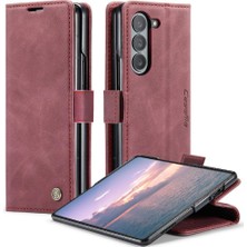 YH Market Samsung Galaxy Z Için Flip Case Fold 6 5g Kılıf Kart Yuvası Kickstand Manyetik (Yurt Dışından)