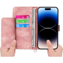 YH Market IPhone 16 Için Flip Case Darbeye Çoklu Kredi Kartı Yuvaları Kabartmalı (Yurt Dışından)